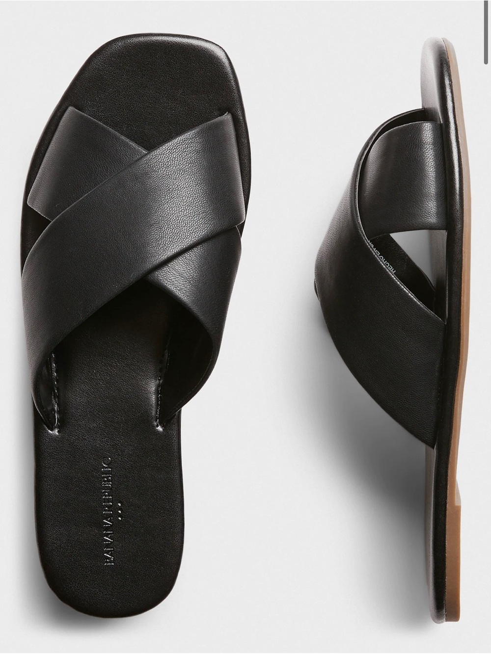 Banana Republic Crossover Slide Sandals - Black - Size 8